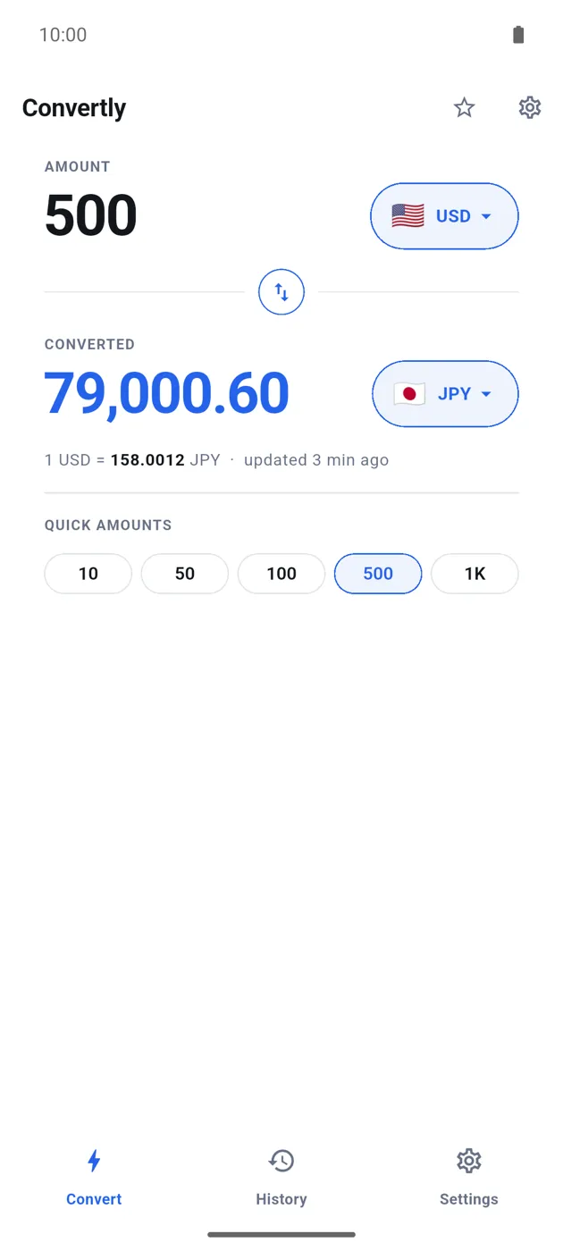 Converting 500 U.S. dollars to Japanese yen